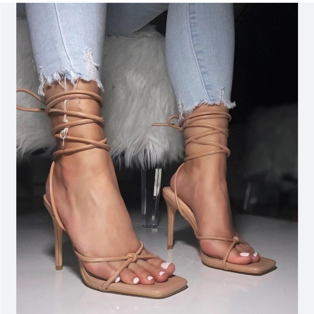 Chic Tan Lace-Up Heels